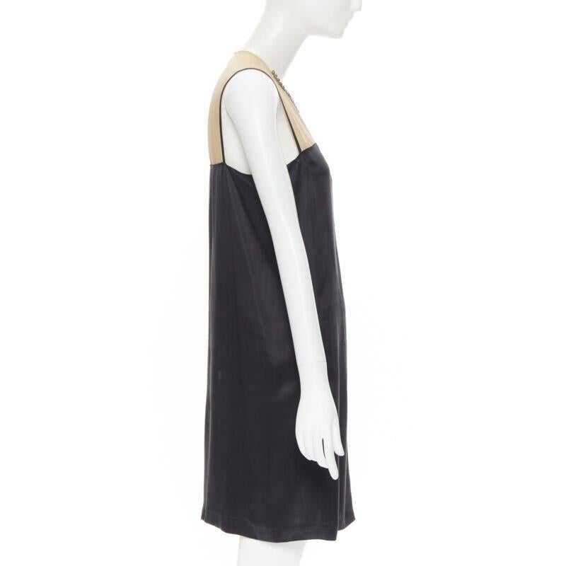 LANVIN Alber Elbaz 2013 nude illusion crystal necklace silk dress M In Excellent Condition For Sale In Hong Kong, NT