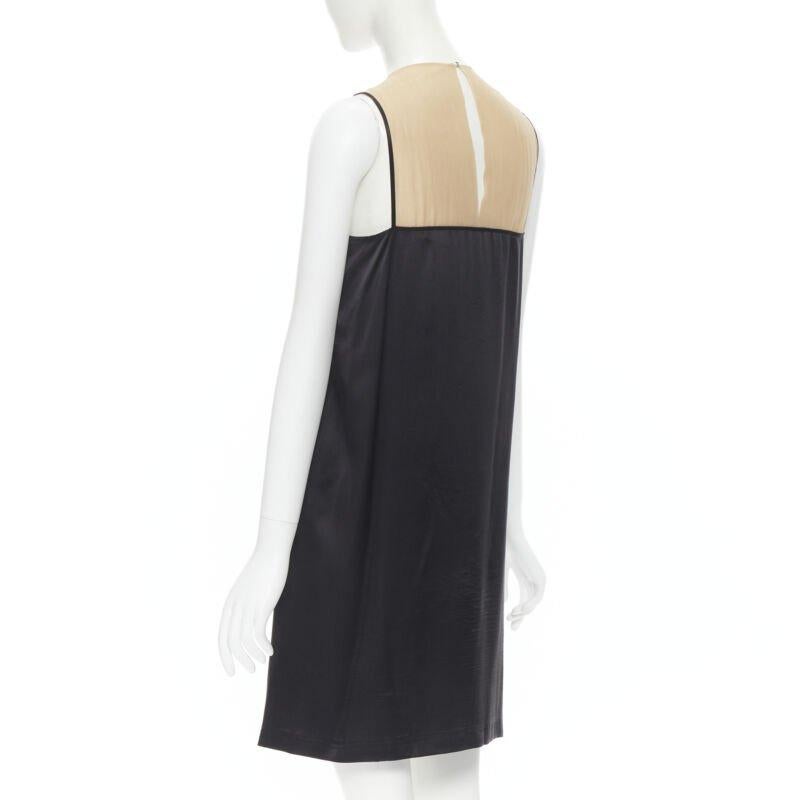 LANVIN Alber Elbaz 2013 nude illusion crystal necklace silk dress M For Sale 1