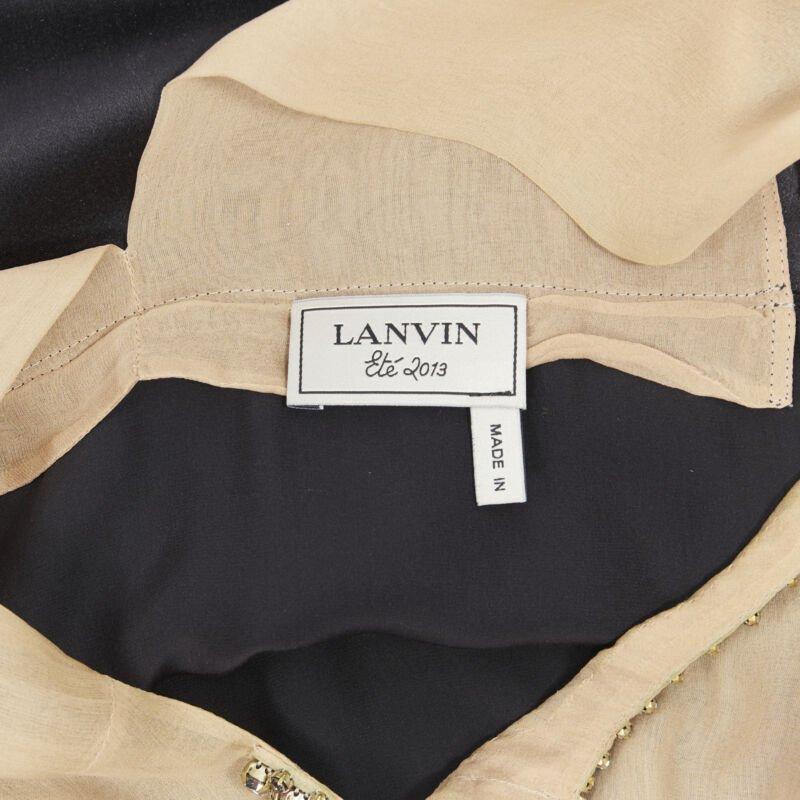 LANVIN Alber Elbaz 2013 nude illusion crystal necklace silk dress M For Sale 4