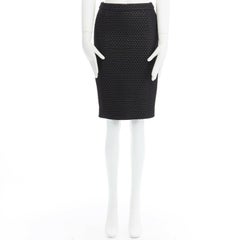 LANVIN ALBER ELBAZ 2014 black gold woven jacquard fitted pencil skirt FR34 26"