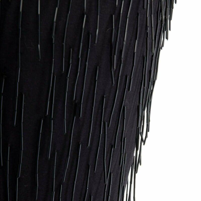 LANVIN ALBER ELBAZ black beaded fringe embellished flapper silk dress FR34 XS For Sale 3
