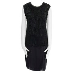 LANVIN ALBER ELBAZ black beaded fringe embellished flapper silk dress FR34 XS