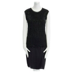 LANVIN ALBER ELBAZ black beaded fringe embellished flapper silk dress FR34 XS