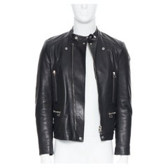 LANVIN ALBER ELBAZ black calfskin leather silver hardware moto biker jacket EU44