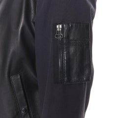 LANVIN ALBER ELBAZ black contrast lamb leather front MA1 bomber jacket EU44 XS