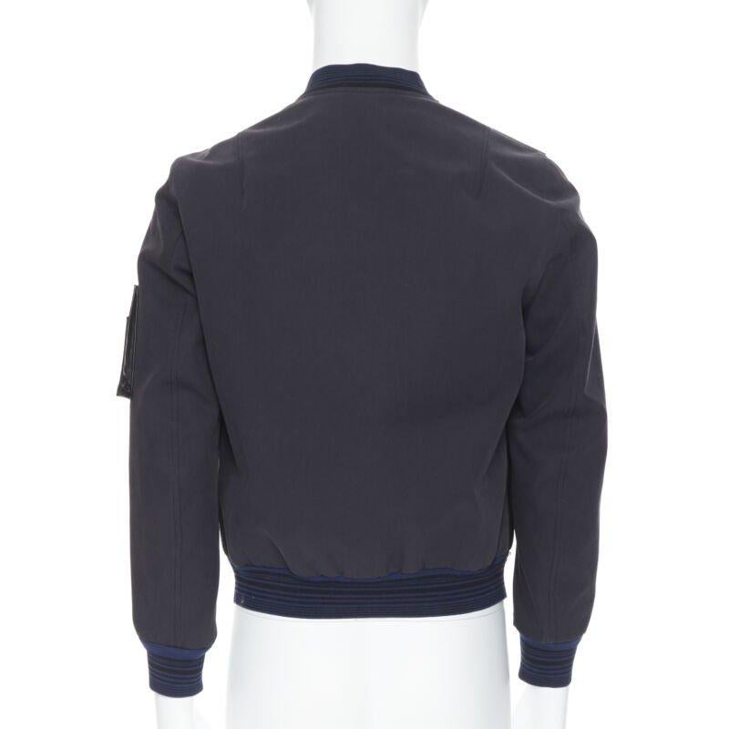 Men's LANVIN ALBER ELBAZ black contrast lamb leather front MA1 bomber jacket EU44 XS For Sale