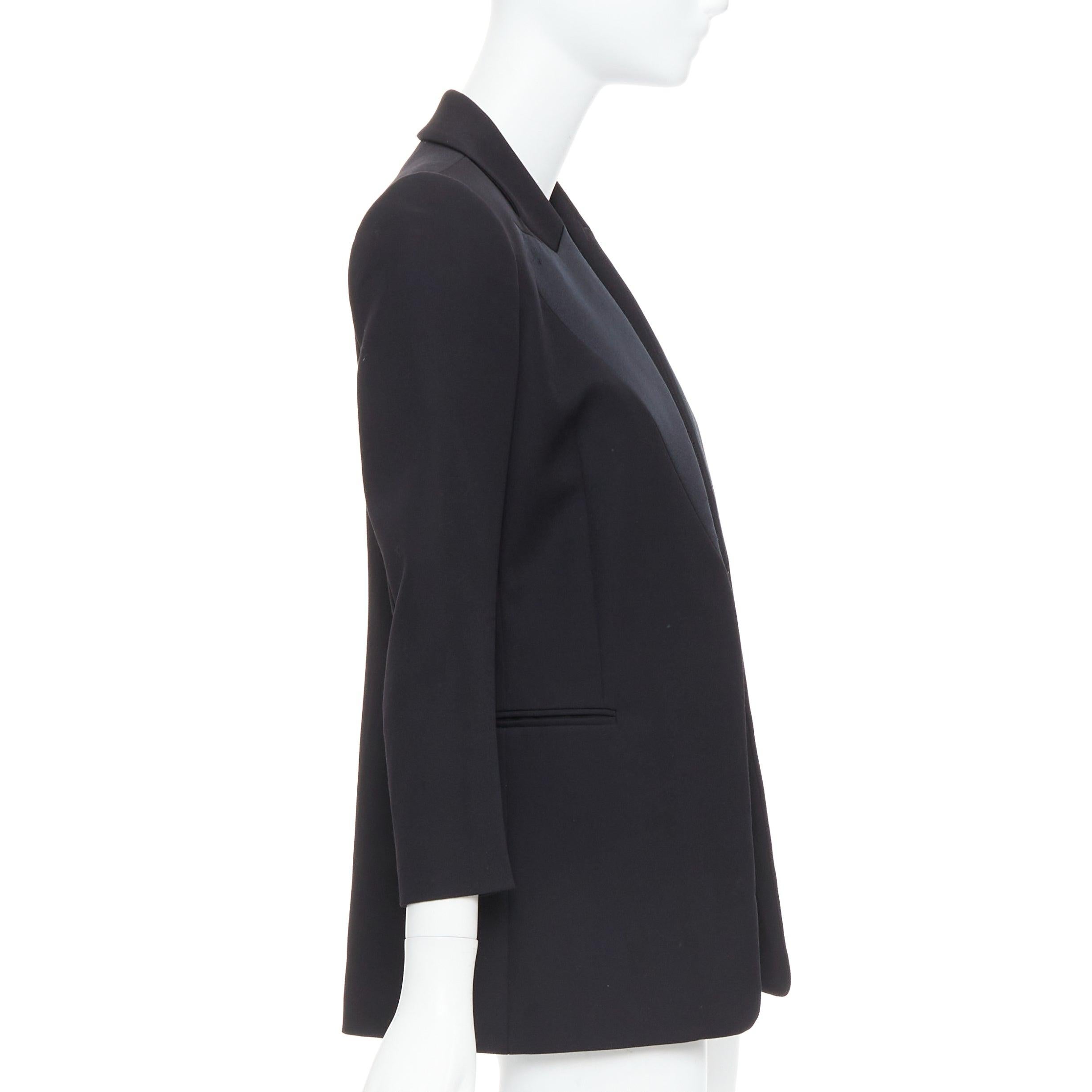 LANVIN Alber Elbaz blazer nero in lana e seta Trompe Loeil con bavero a punta pressato FR36 S In condizioni buone in vendita a Hong Kong, NT