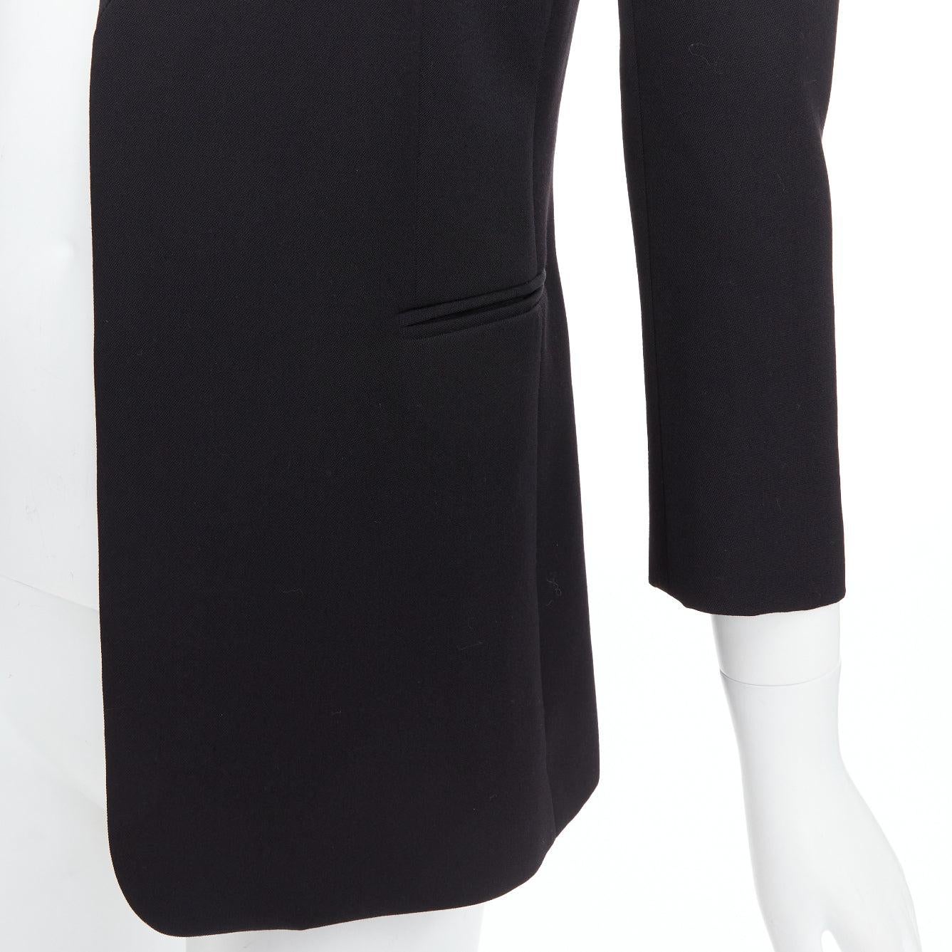 LANVIN Alber Elbaz blazer nero in lana e seta Trompe Loeil con bavero a punta pressato FR36 S in vendita 2