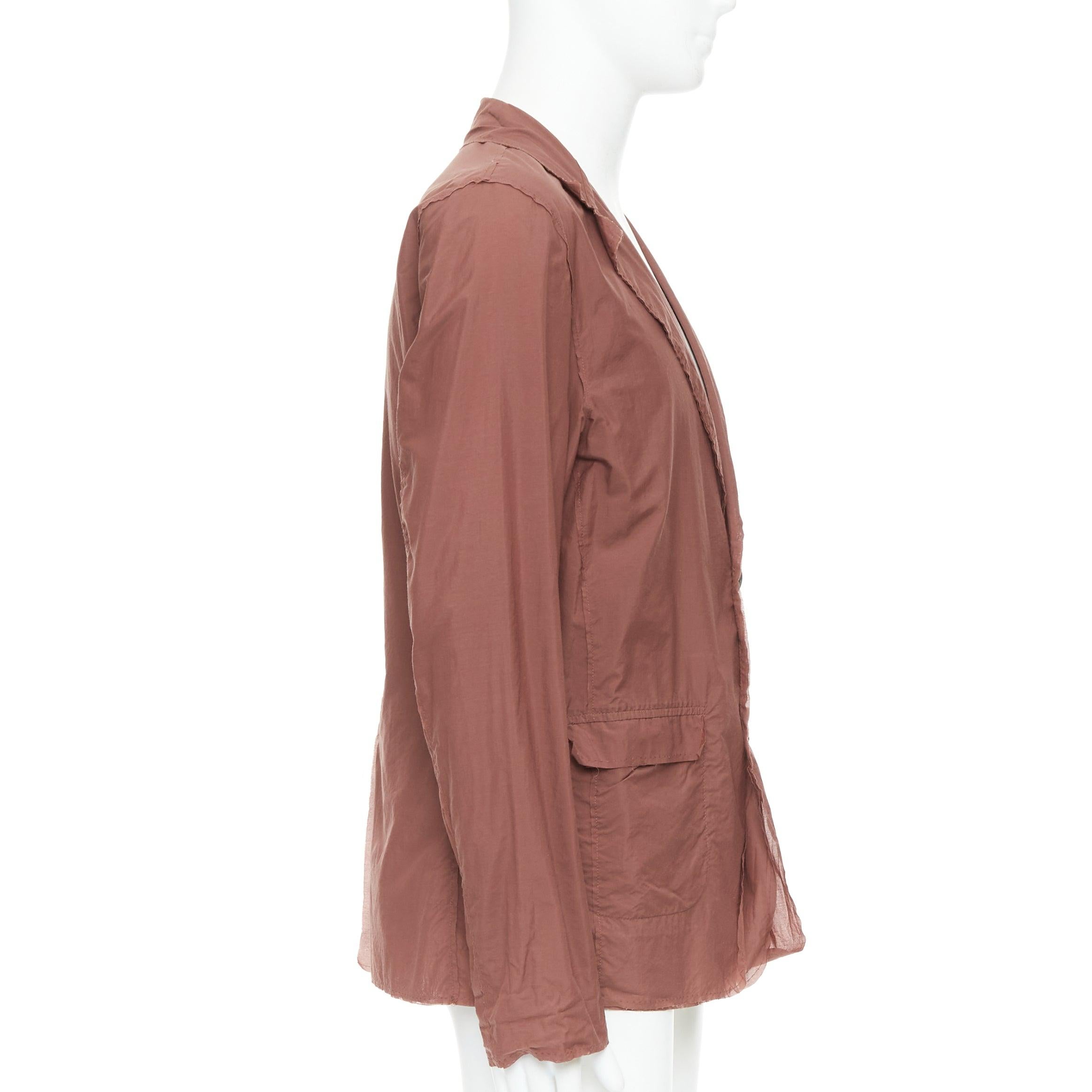 LANVIN Alber Elbaz brick red nylon cotton raw edge relaxed blazer US40 L In Good Condition For Sale In Hong Kong, NT
