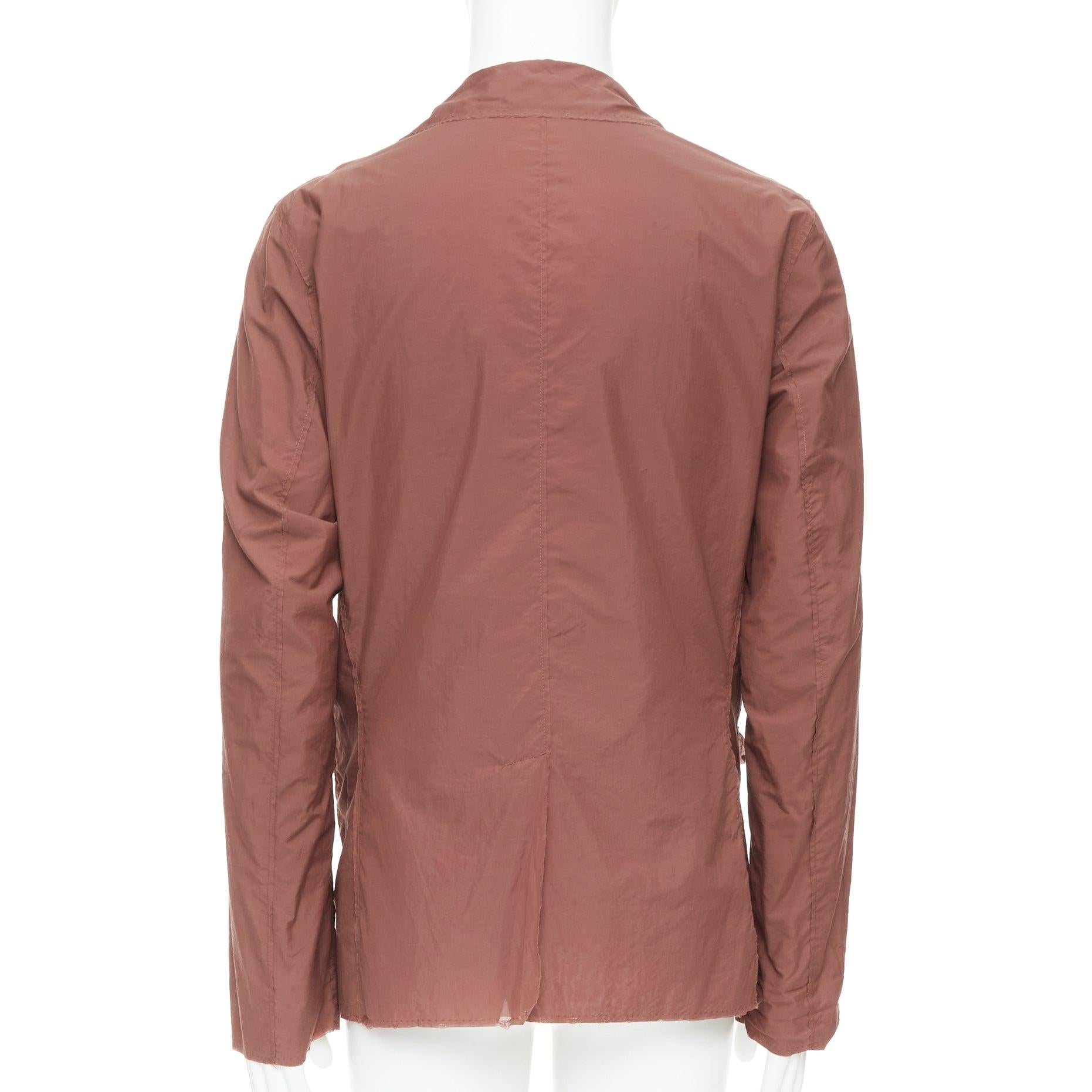 Men's LANVIN Alber Elbaz brick red nylon cotton raw edge relaxed blazer US40 L For Sale