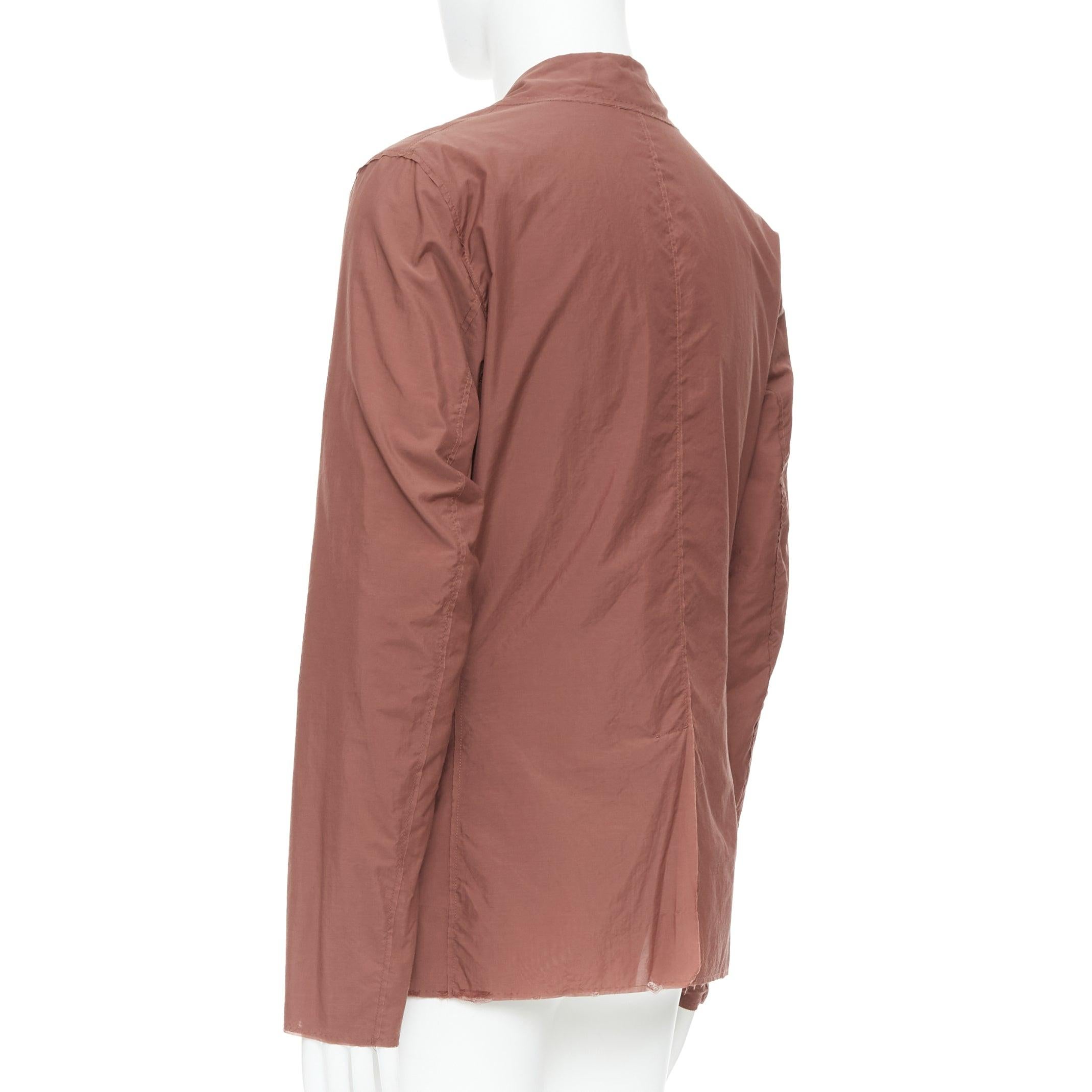 LANVIN Alber Elbaz brick red nylon cotton raw edge relaxed blazer US40 L For Sale 1
