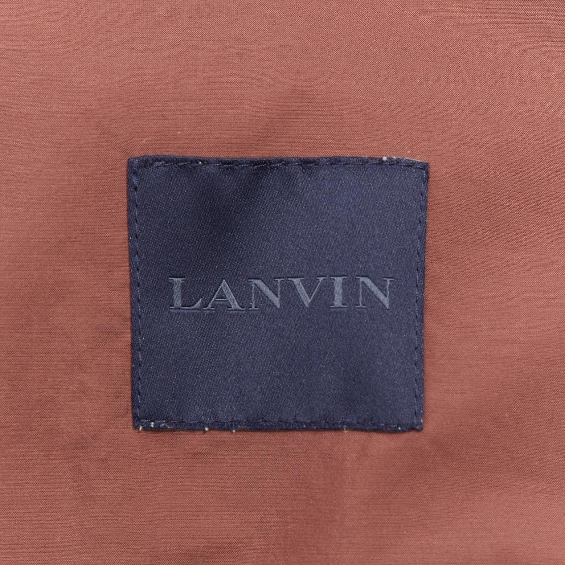 LANVIN Alber Elbaz brick red nylon cotton raw edge relaxed blazer US40 L For Sale 3