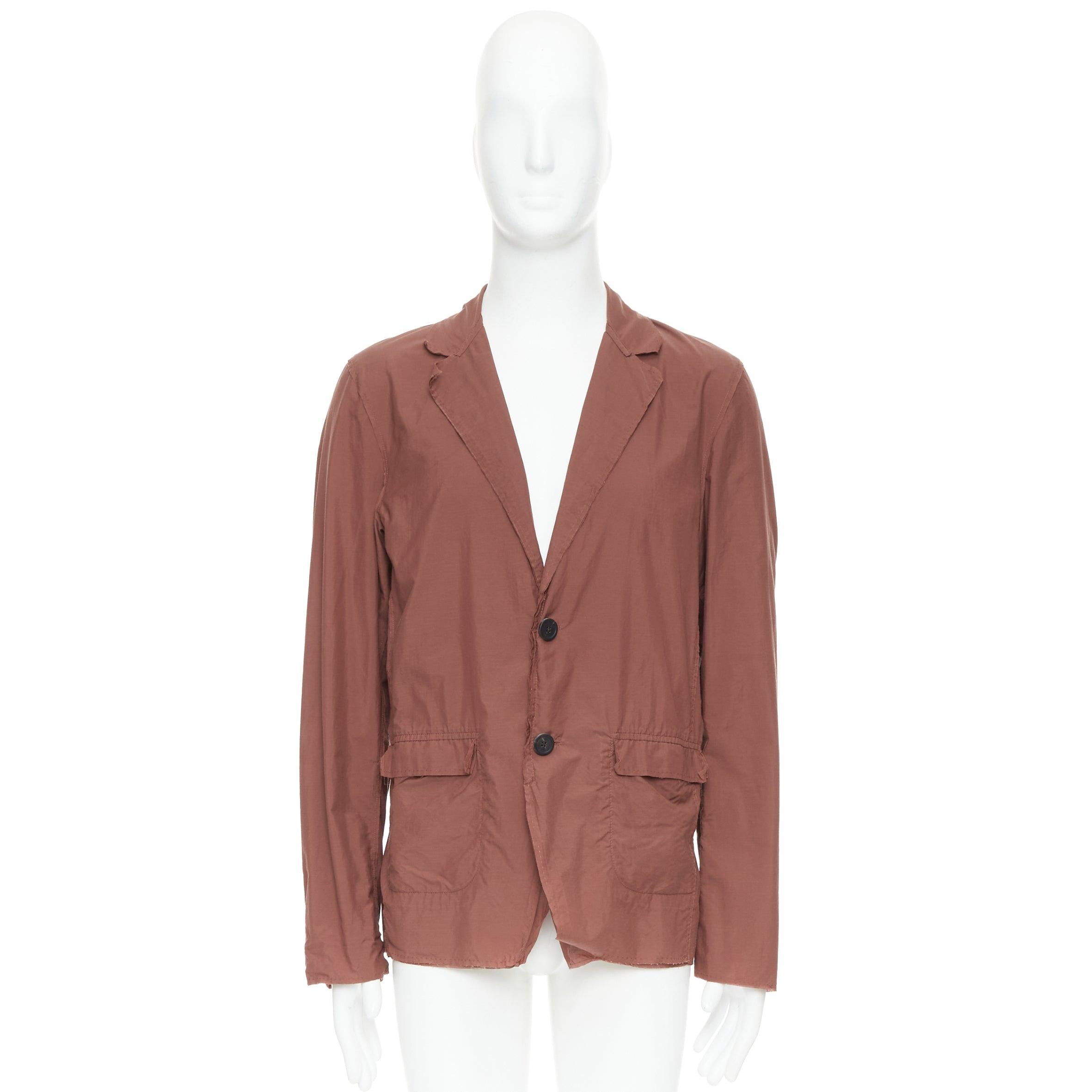 LANVIN Alber Elbaz brick red nylon cotton raw edge relaxed blazer US40 L For Sale 4