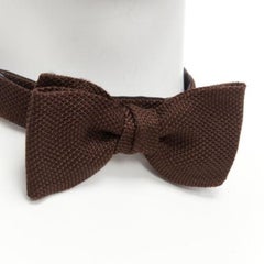 LANVIN Alber Elbaz brown textured fabric bow tie Adjustable