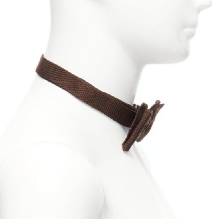 LANVIN Alber Elbaz nœud papillon en tissu texturé marron Ajustable Neuf à Hong Kong, NT