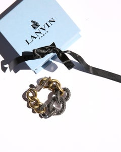 Lanvin Alber Elbaz klobiges Gliederarmband mit goldener Messingkette und silbernem Kristall