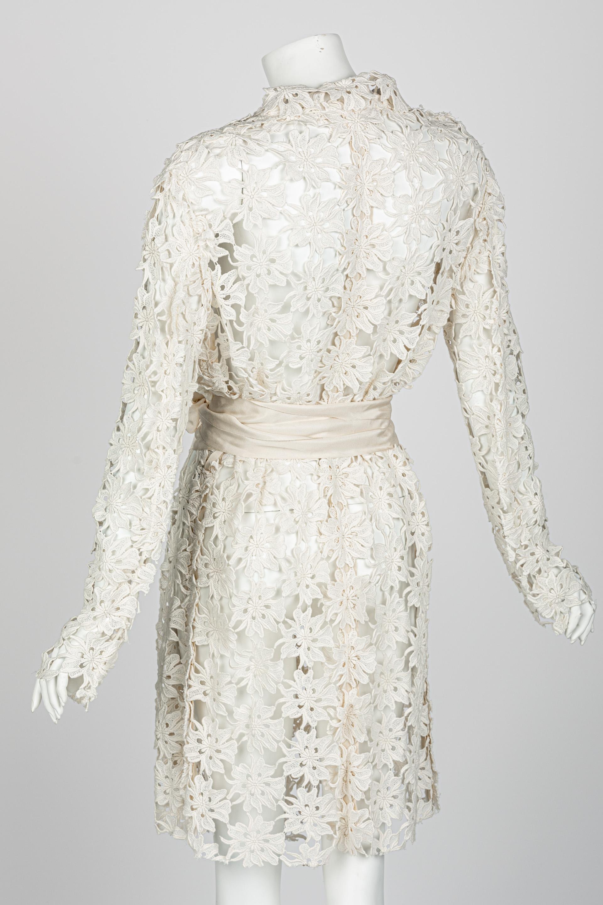 Gray Lanvin Alber Elbaz Collection Blanche Ivory Guipure Lace Coat 2013