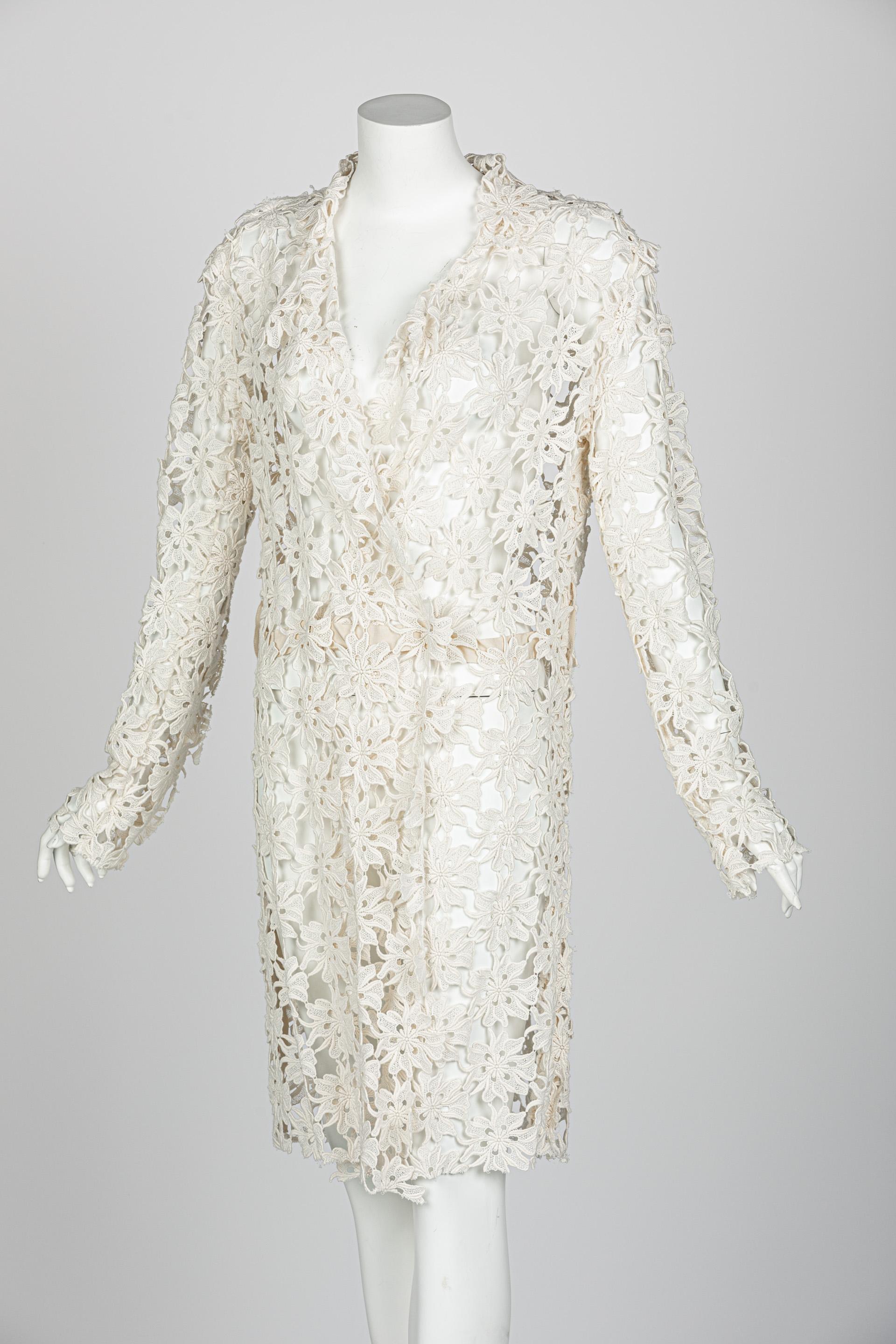 Women's Lanvin Alber Elbaz Collection Blanche Ivory Guipure Lace Coat 2013