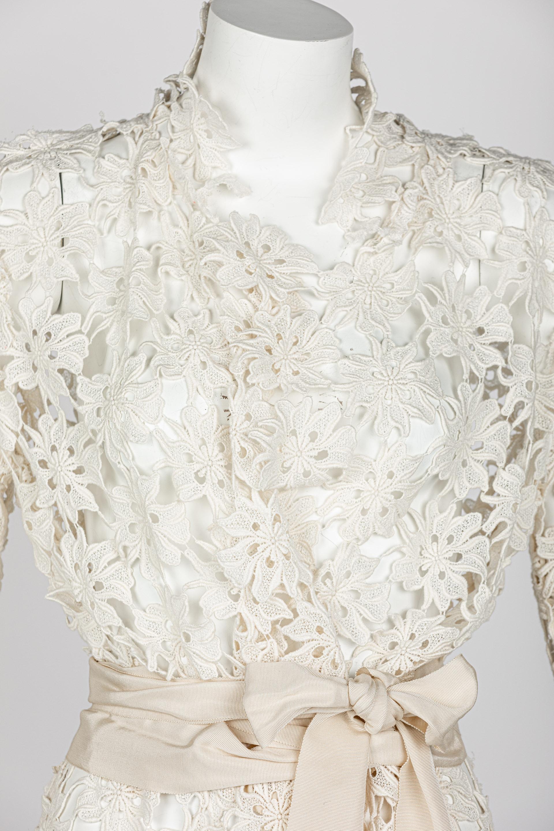 Lanvin Alber Elbaz Collection Blanche Ivory Guipure Lace Coat 2013 2