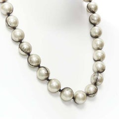 LANVIN ALBER ELBAZ cream pearl black mesh ribbon wrap princess necklace