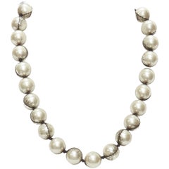 LANVIN ALBER ELBAZ cream pearl black mesh ribbon wrap princess necklace