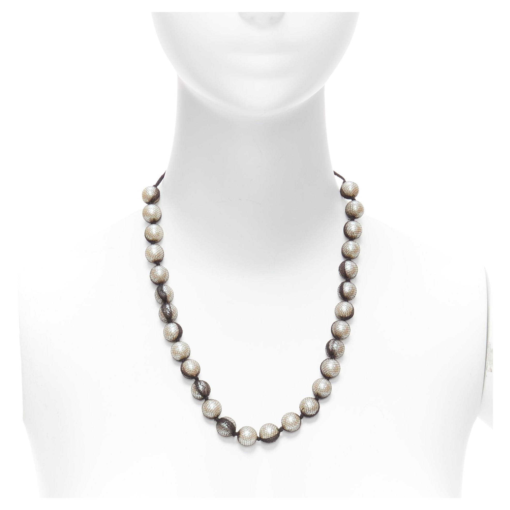 LANVIN ALBER ELBAZ cream pearl black mesh tulle ribbon wrap princess necklace For Sale