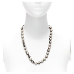 LANVIN ALBER ELBAZ Prinzessin-Halskette aus cremefarbenem Perlen und schwarzem Netz mit Tüllband
