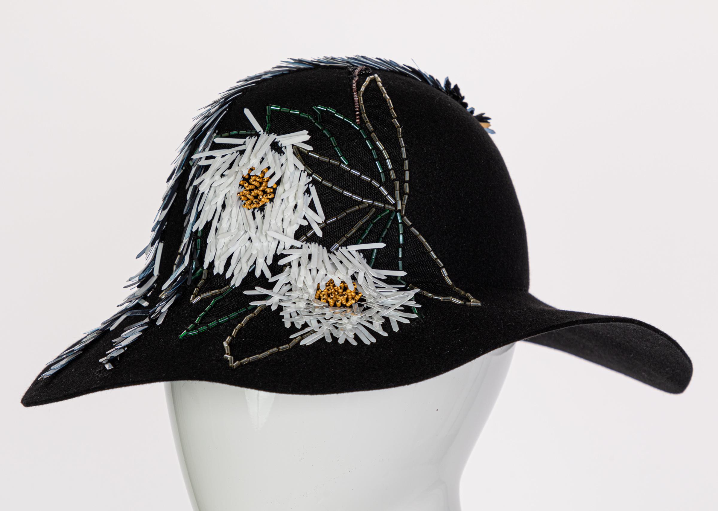 Lanvin Alber Elbaz Embellished Black Felt Hat, 2015 1