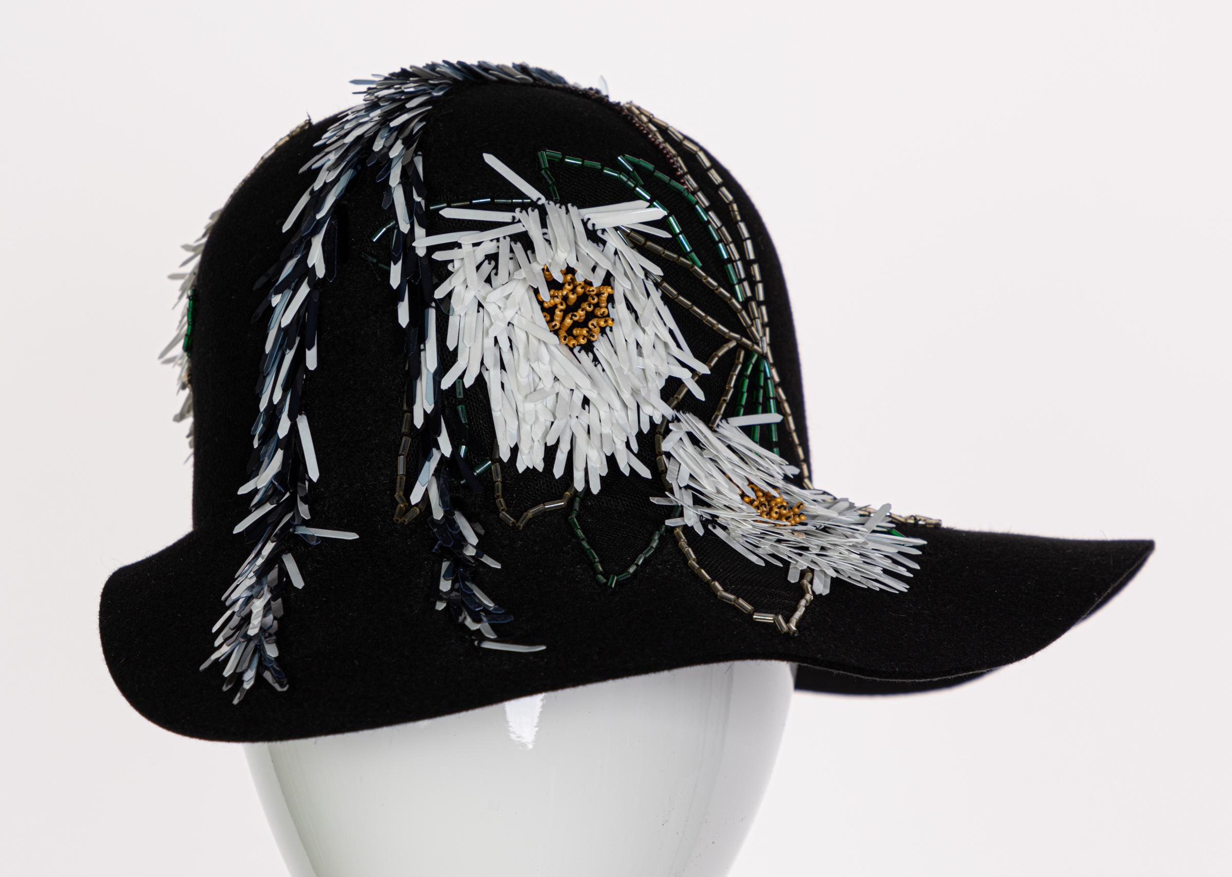 Lanvin Alber Elbaz Embellished Black Felt Hat, 2015 2