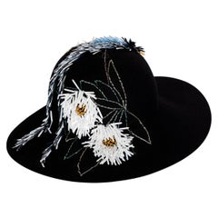 Lanvin Alber Elbaz - Chapeau en feutre noir orné:: 2015