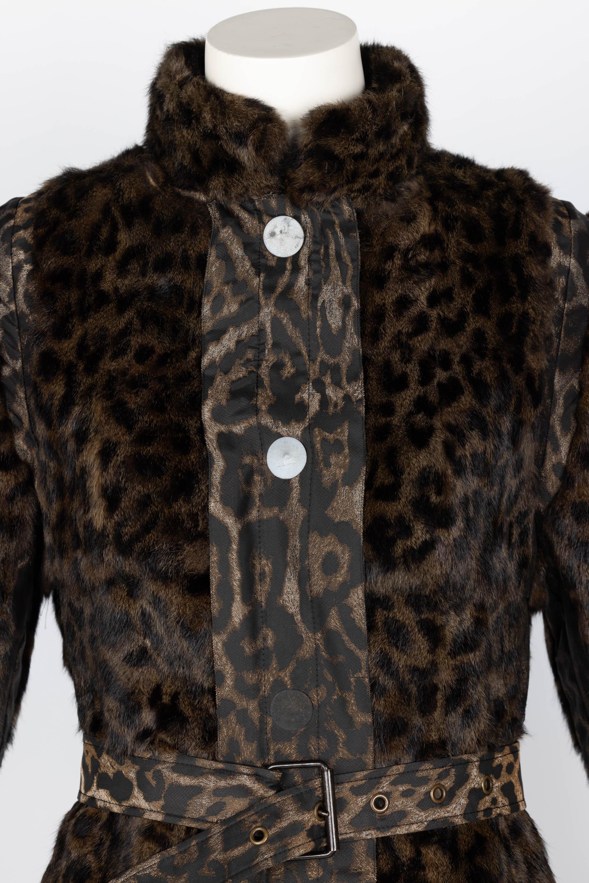 Lanvin Alber Elbaz F/W 2013 Leopard Fur & Taffeta Belted Trench Coat For Sale 6