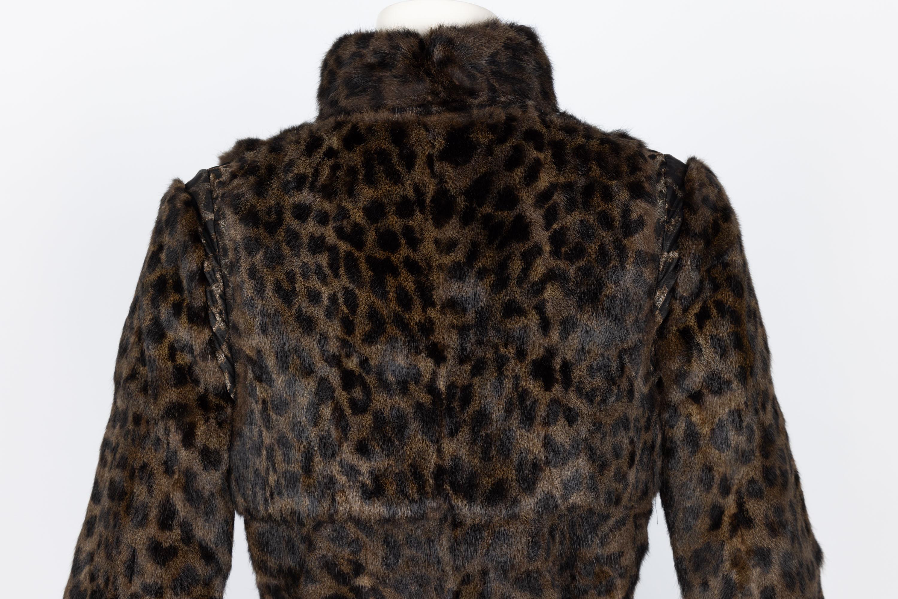 Lanvin Alber Elbaz F/W 2013 Leopard Fur & Taffeta Belted Trench Coat For Sale 7