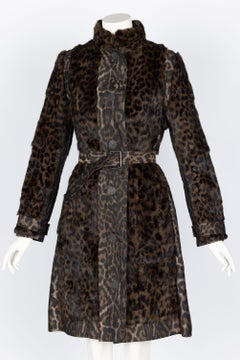 Lanvin Alber Elbaz F/W 2013 Leopard Fur & Taffeta Belted Trench Coat