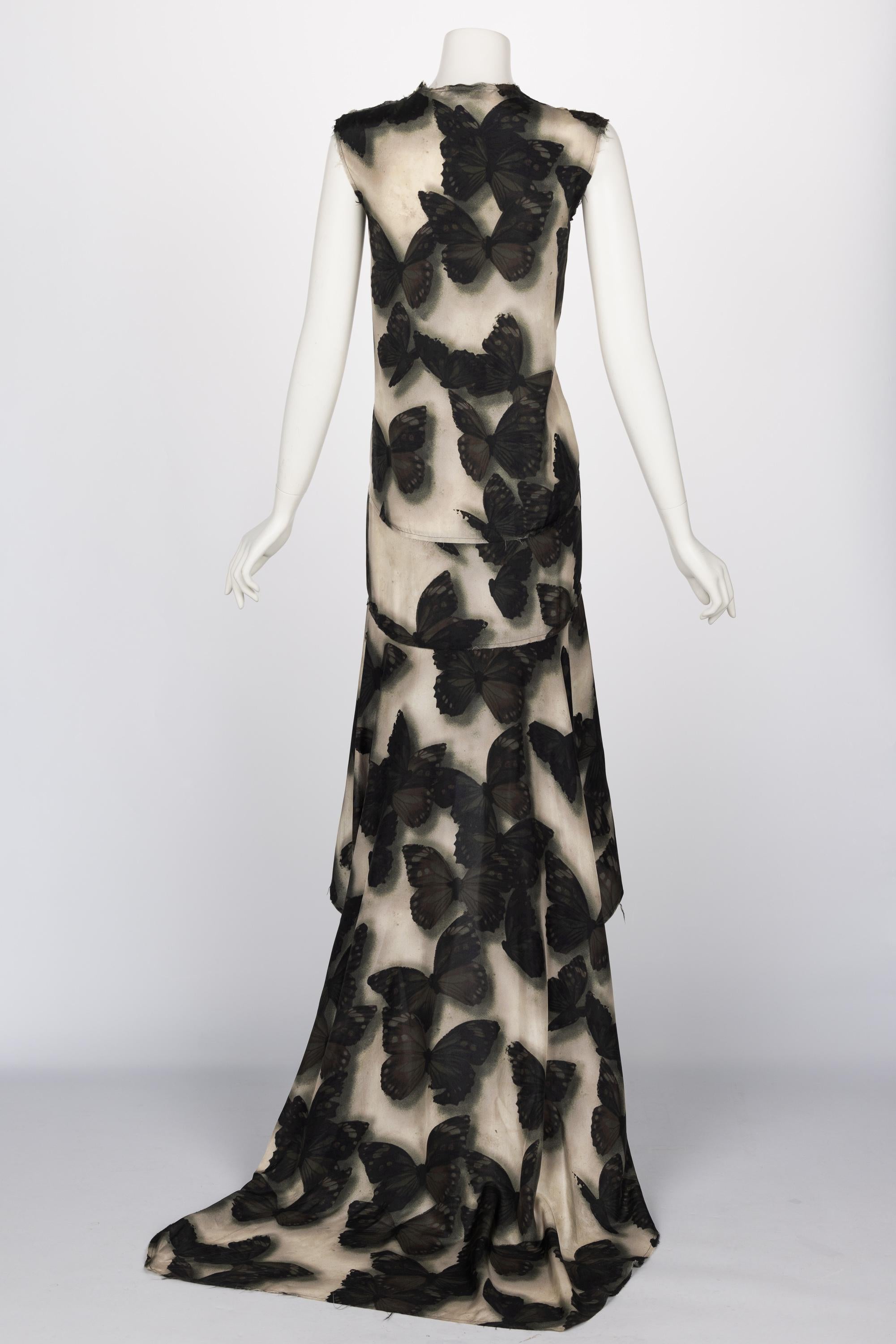 Lanvin Alber Elbaz F/W 2013 Silk Butterfly Print Fishtail Dress For Sale 2