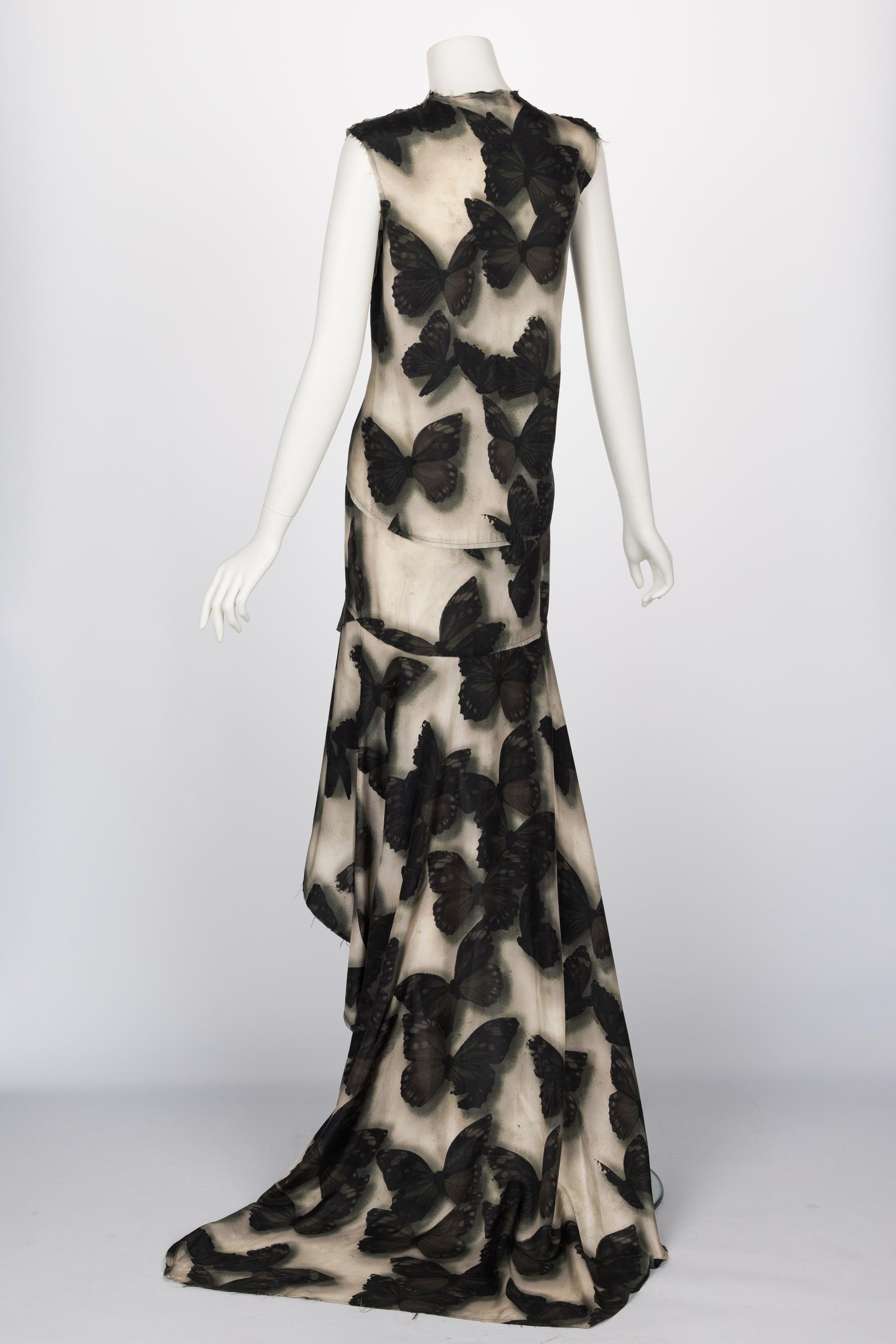 Lanvin Alber Elbaz F/W 2013 Silk Butterfly Print Fishtail Dress For Sale 3