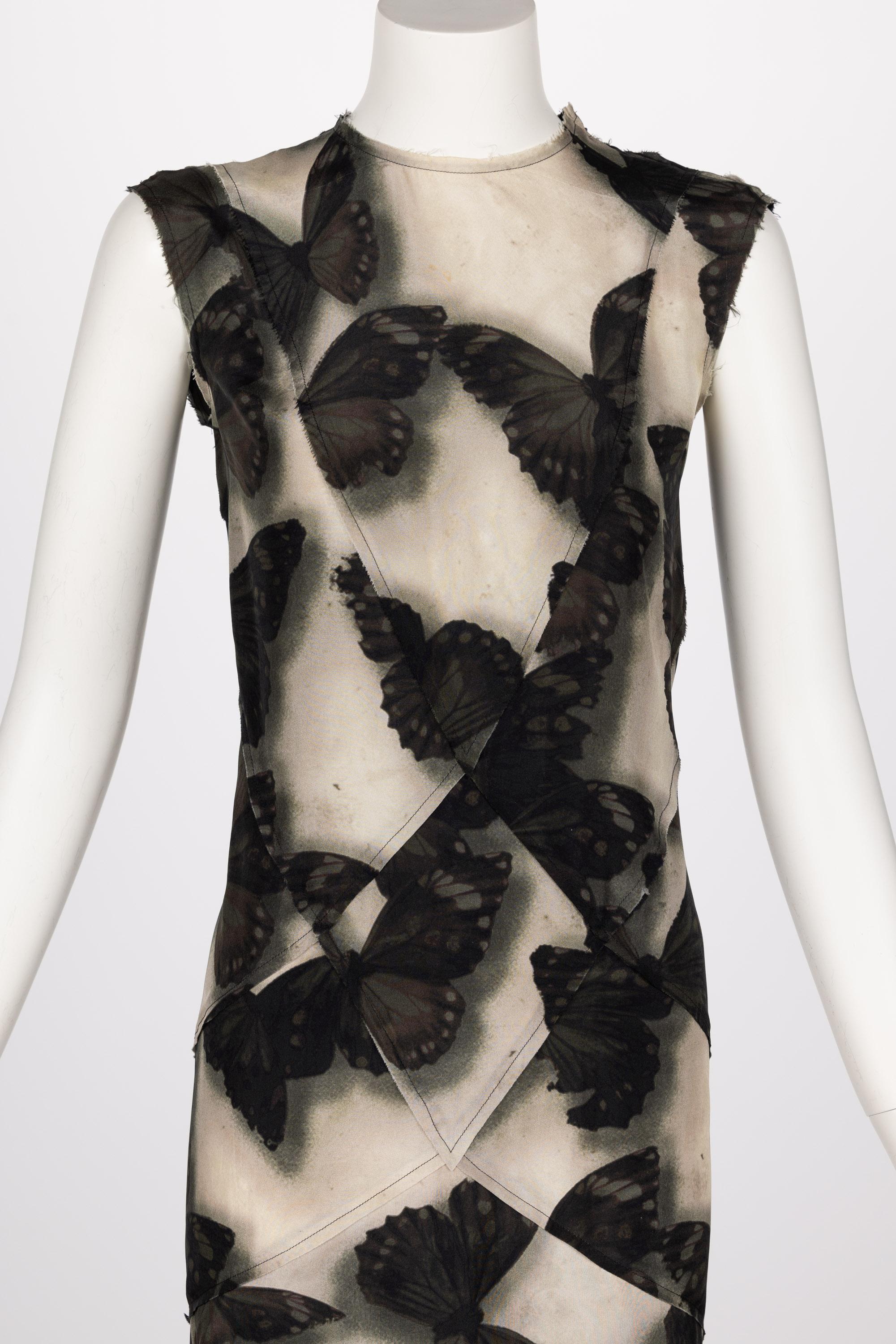 Lanvin Alber Elbaz F/W 2013 Silk Butterfly Print Fishtail Dress For Sale 4