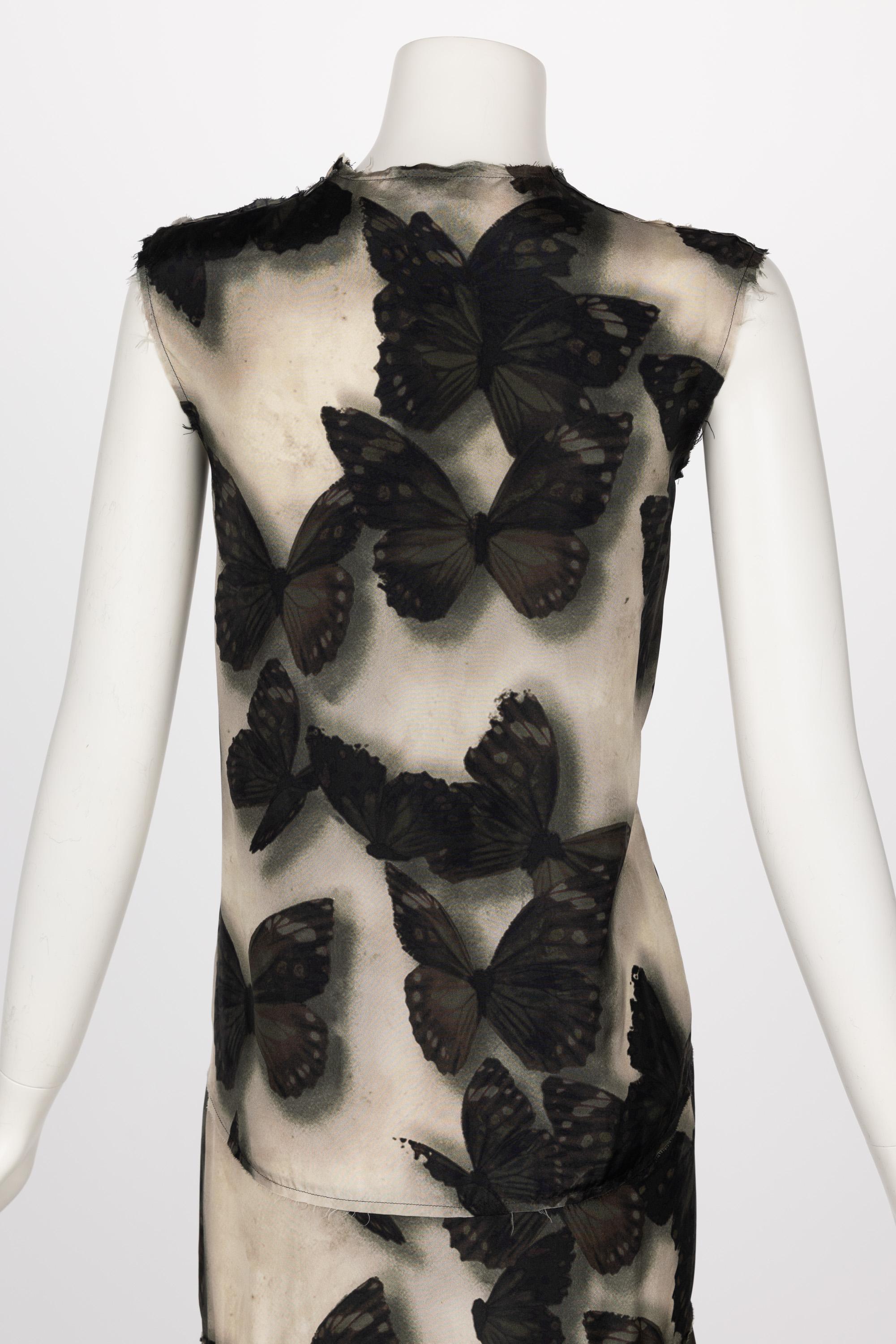 Lanvin Alber Elbaz F/W 2013 Silk Butterfly Print Fishtail Dress For Sale 5