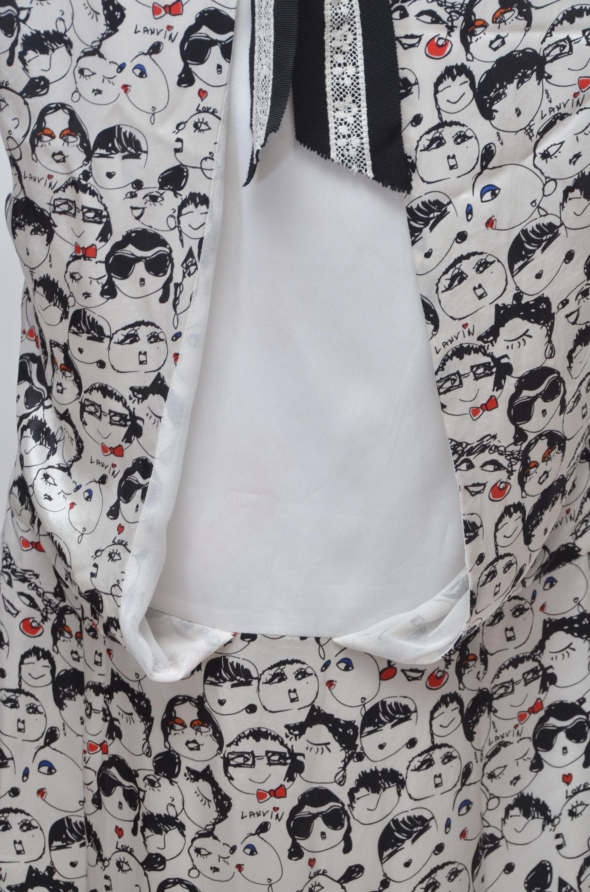 Lanvin Alber Elbaz Face Print Dress x Paper Fan   For Sale 1