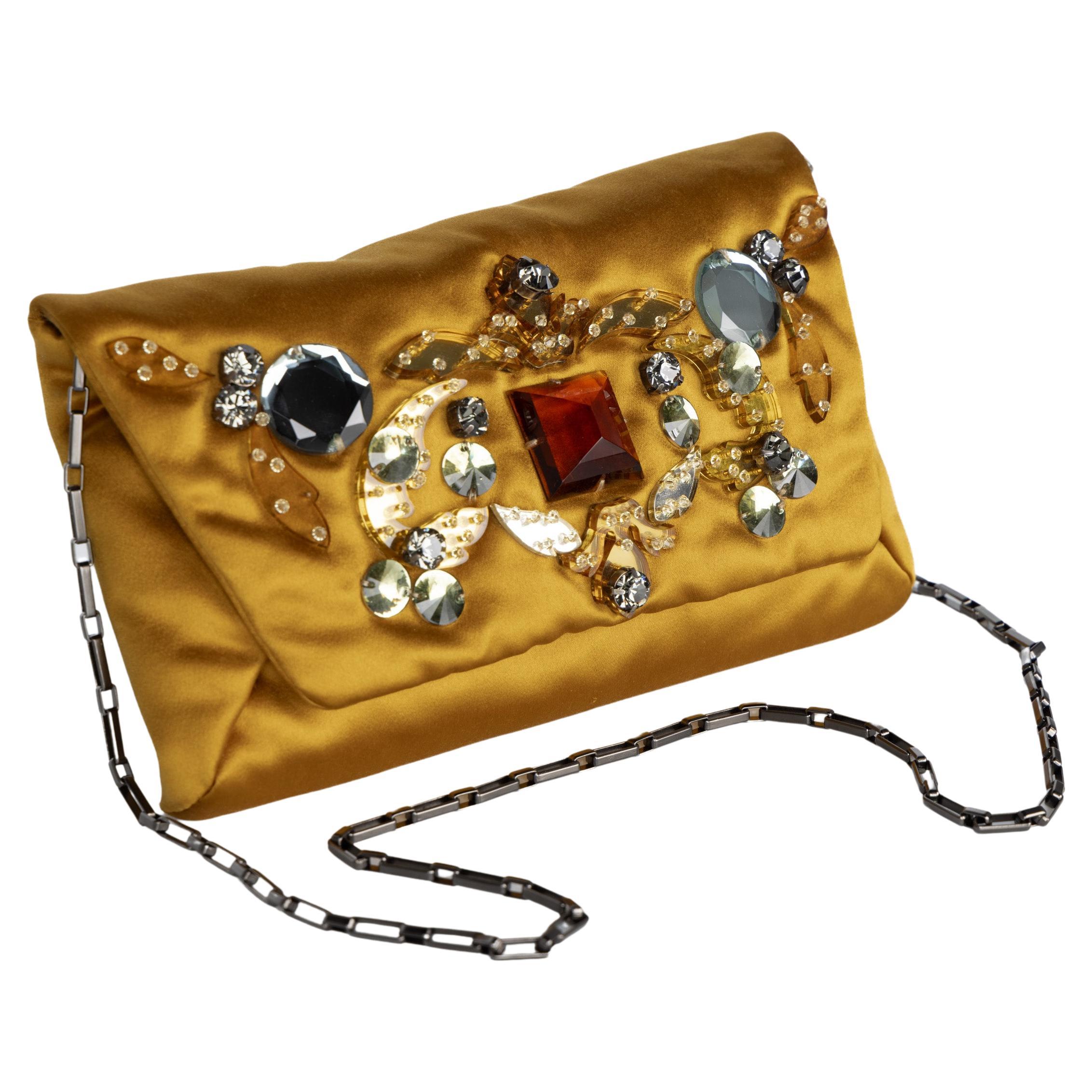 Lanvin Alber Elbaz Fall 2012 Satin Jewel Embellished Convertible Bag Clutch In Good Condition For Sale In Boca Raton, FL
