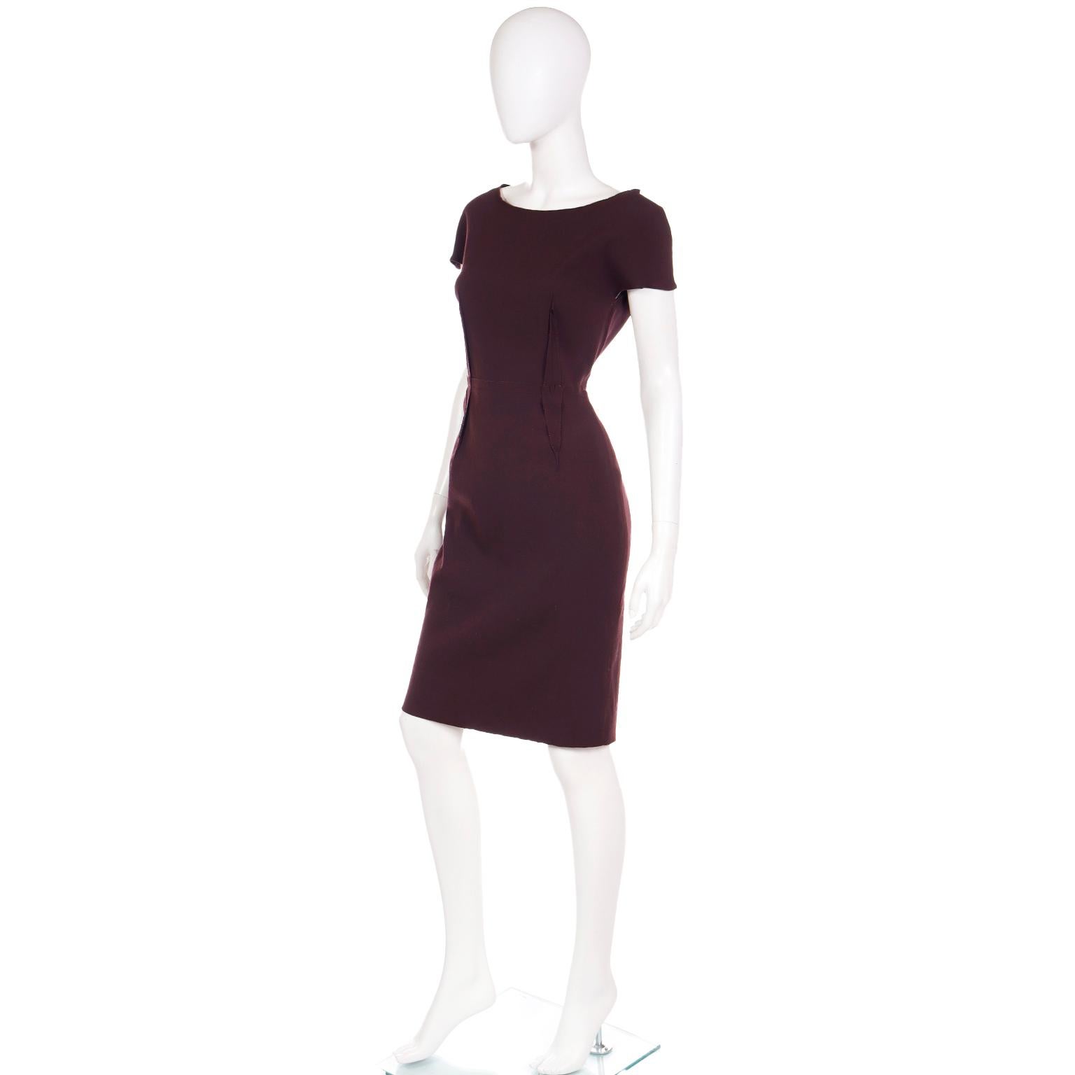 Lanvin Alber Elbaz Fall Winter 2011 Burgundy Deconstructed Short Sleeve Dress In Excellent Condition For Sale In Portland, OR