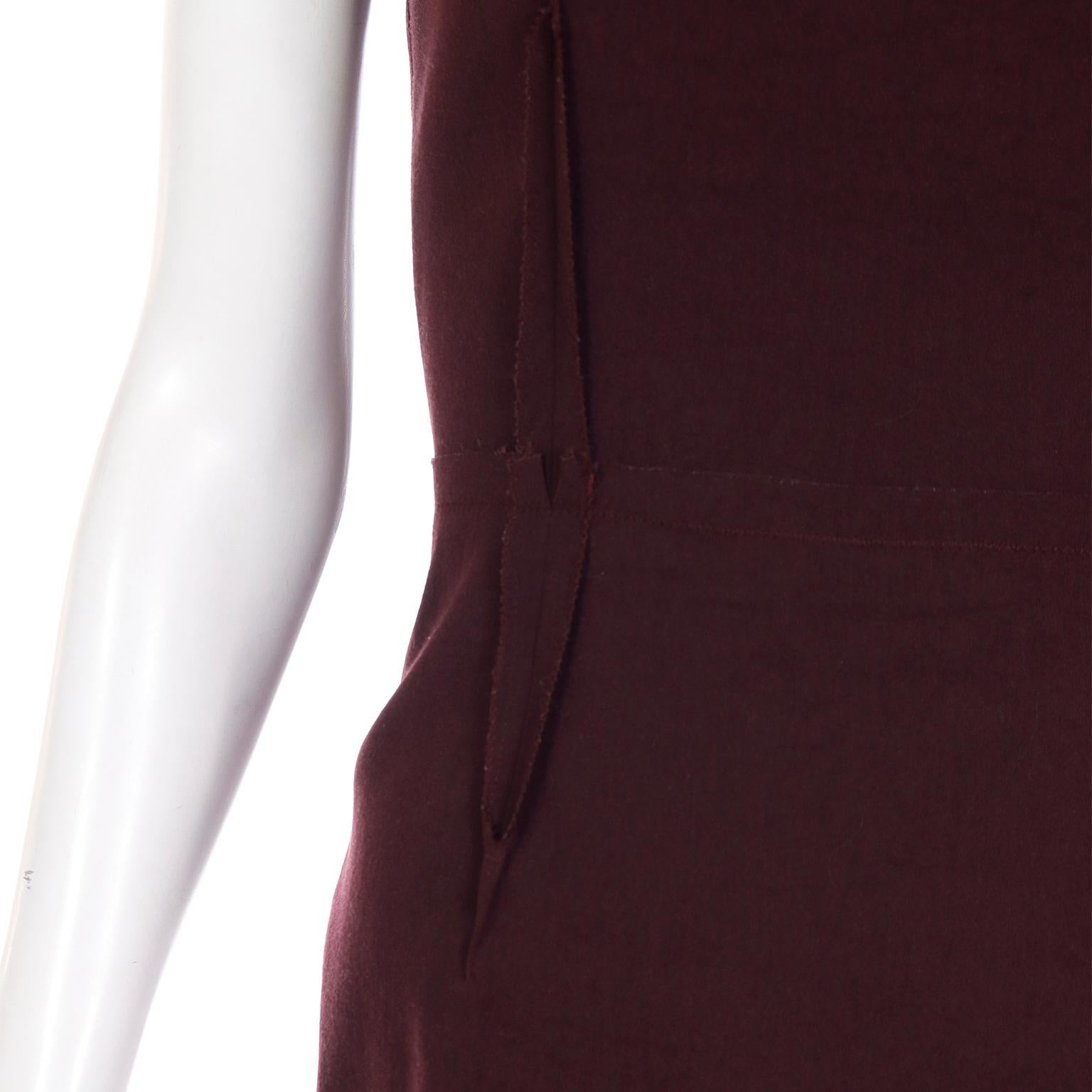 Lanvin Alber Elbaz Fall Winter 2011 Burgundy Deconstructed Short Sleeve Dress For Sale 3