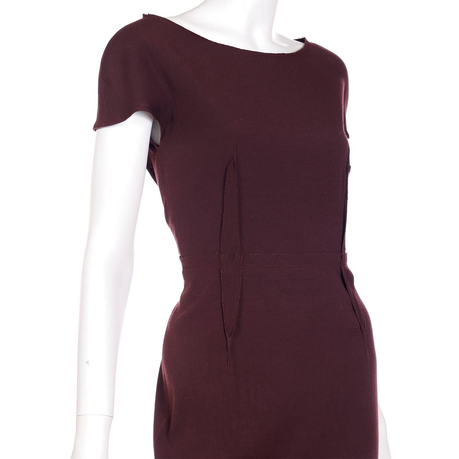 Lanvin Alber Elbaz Fall Winter 2011 Burgundy Deconstructed Short Sleeve Dress For Sale 4