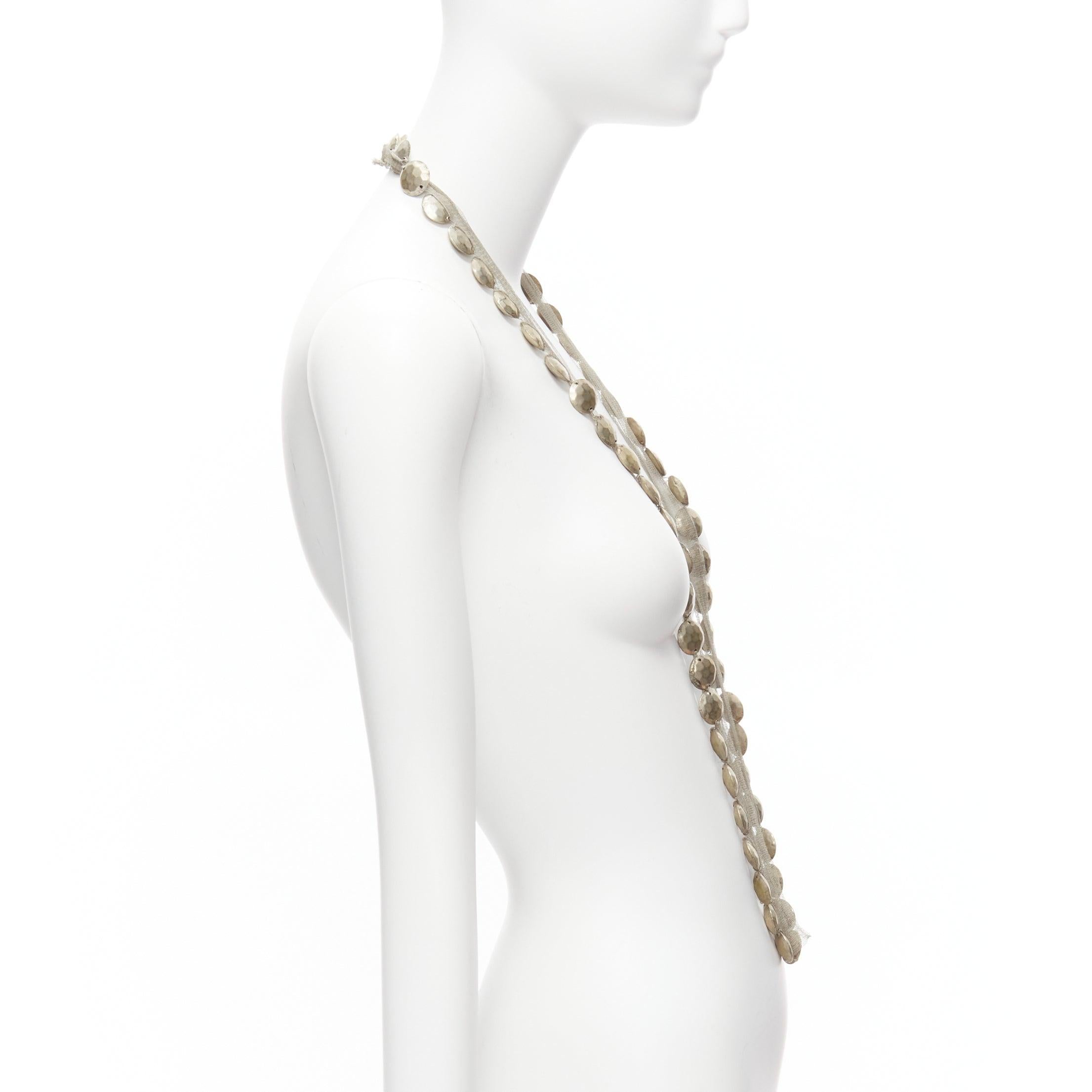 LANVIN ALBER ELBAZ gold hammered coins mesh ribbon embellished long necklace In Good Condition For Sale In Hong Kong, NT