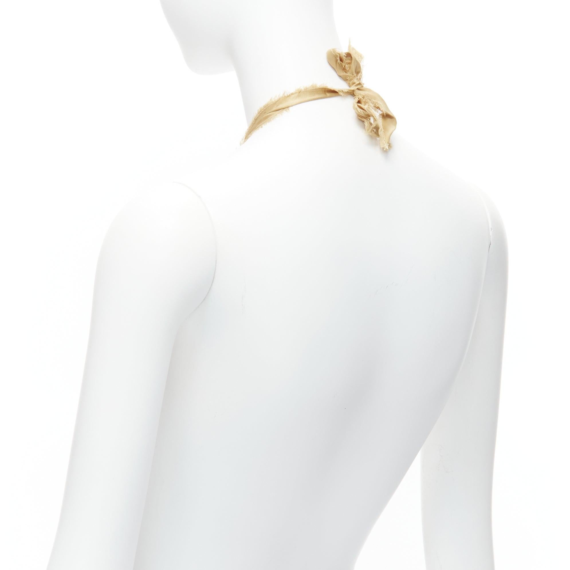 LANVIN ALBER ELBAZ gold silk ribbon cream pearl wrap long necklace For Sale 2