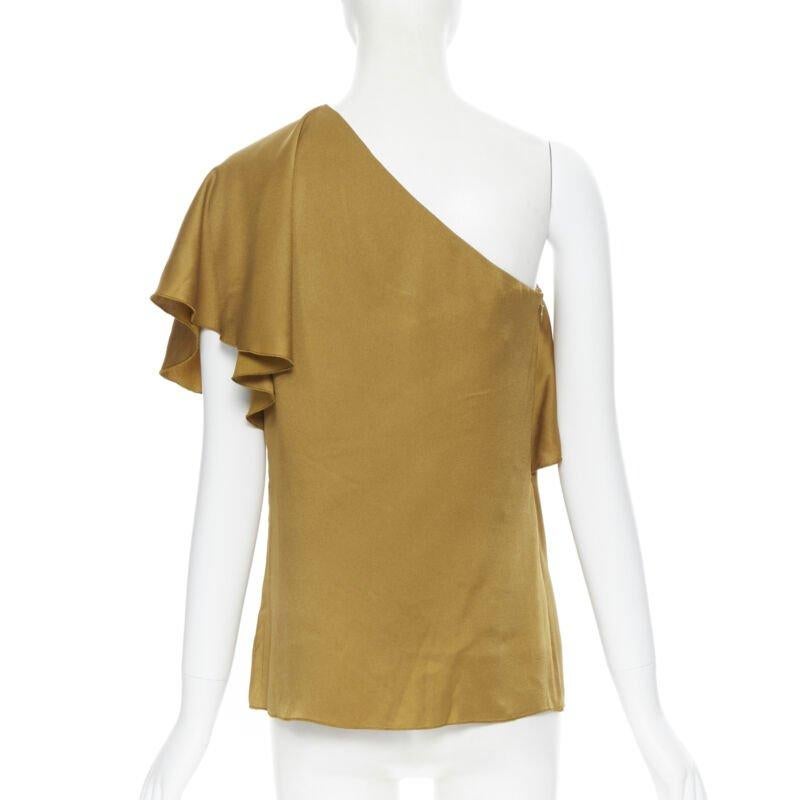 LANVIN ALBER ELBAZ Gold Viskose Acetat geschichtetes ein-Schulter-Abendtop FR36 XS im Zustand „Hervorragend“ im Angebot in Hong Kong, NT