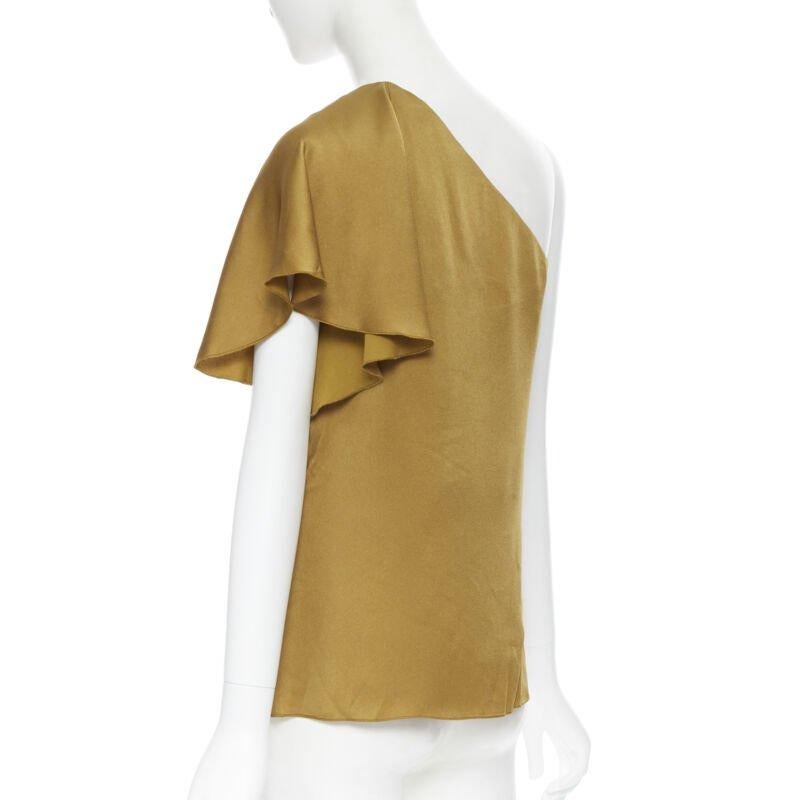 LANVIN ALBER ELBAZ Gold Viskose Acetat geschichtetes ein-Schulter-Abendtop FR36 XS Damen im Angebot