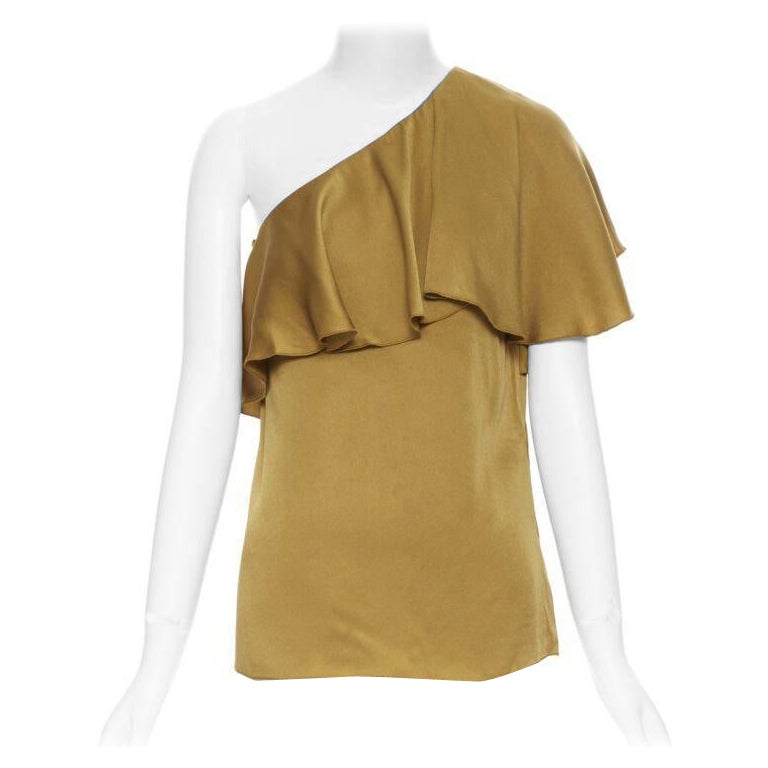 LANVIN ALBER ELBAZ Haut de soirée asymétrique en acétate de viscose doré FR36 XS