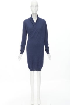 LANVIN Alber Elbaz Les 10 Ans 100% wool wrap neckline knitted dress S