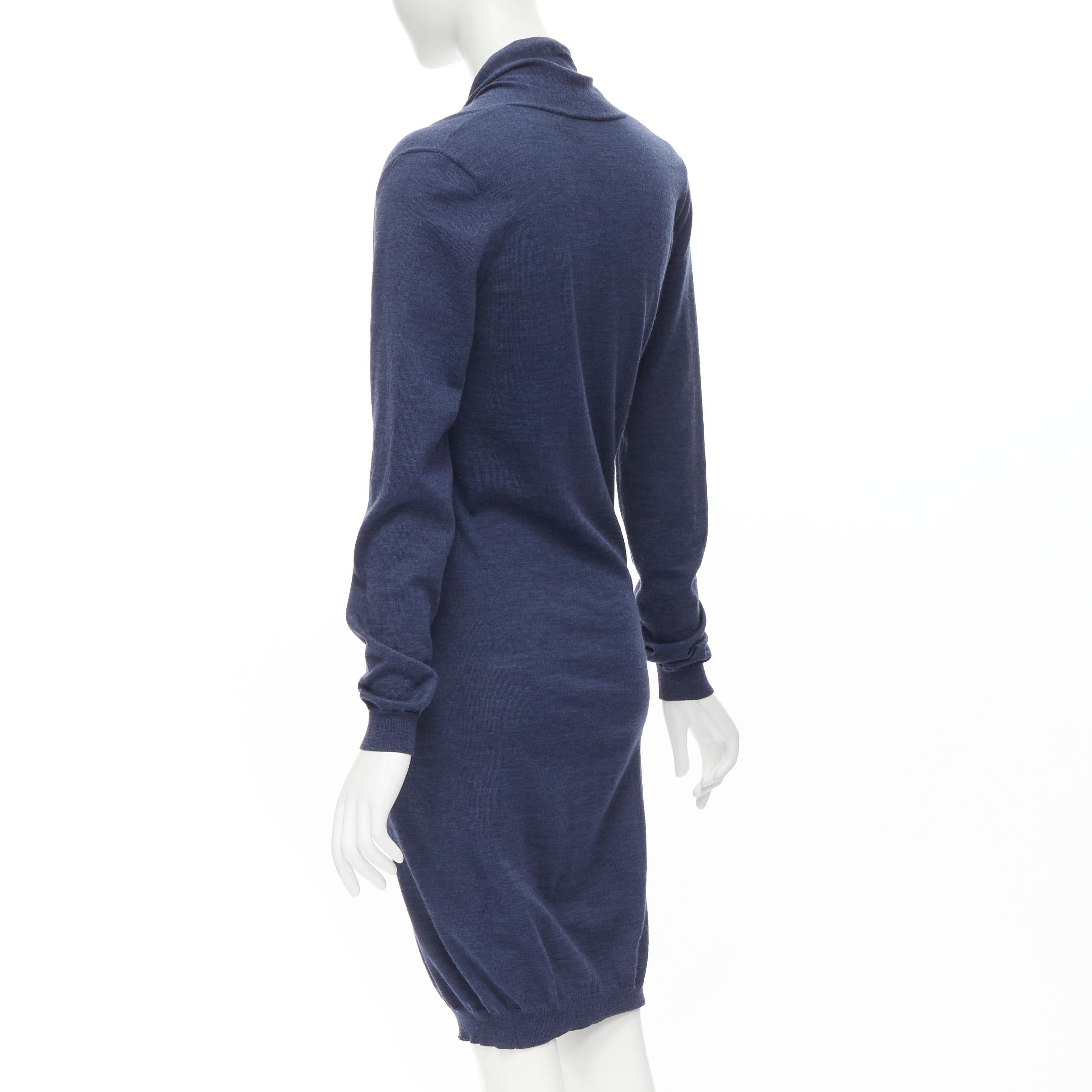 LANVIN Alber Elbaz Les 10 Ans 100% wool wrap neckline knitted dress S In Excellent Condition In Hong Kong, NT