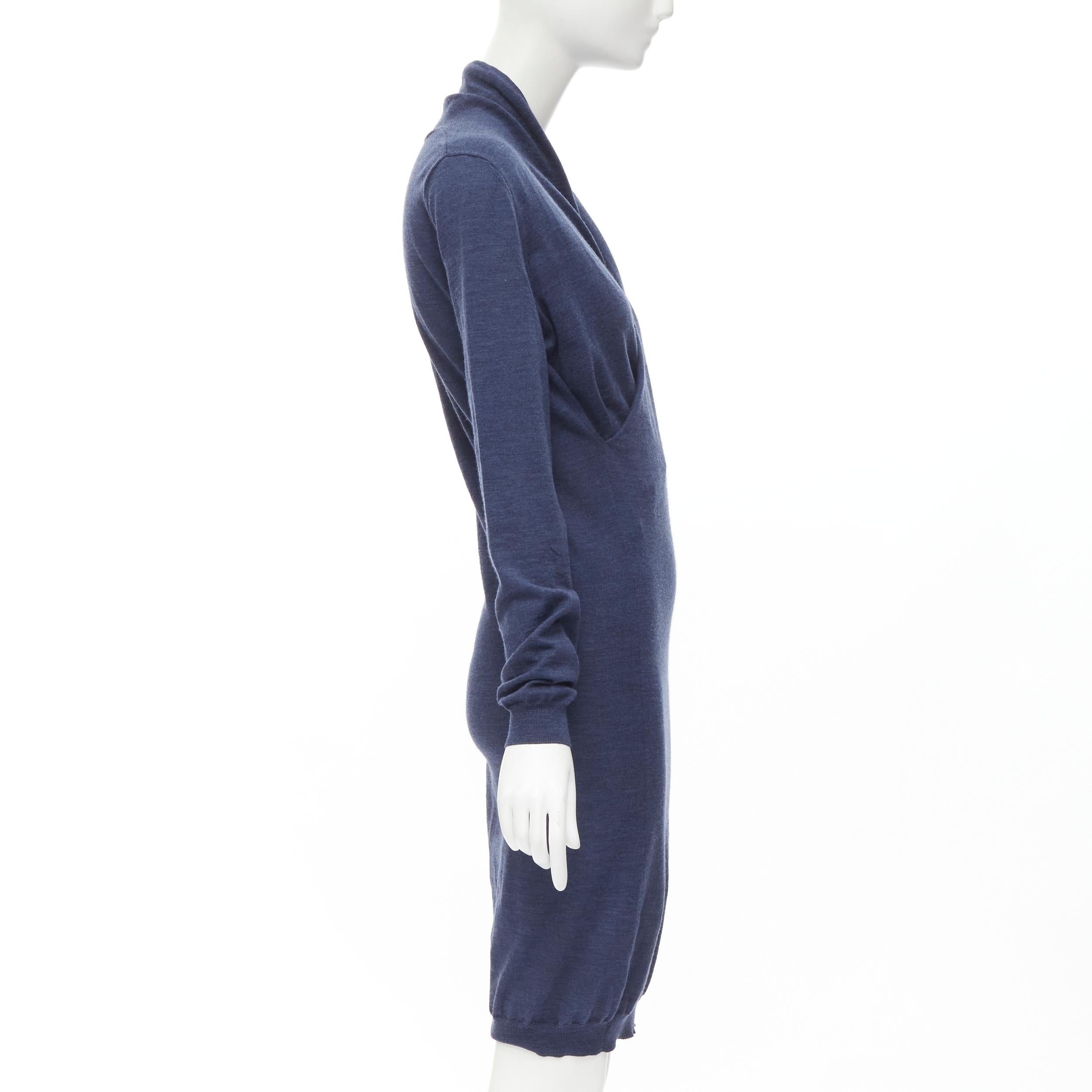 Women's LANVIN Alber Elbaz Les 10 Ans 100% wool wrap neckline knitted dress S